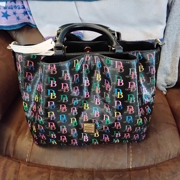 Dooney Db75 Large Barlow Multicolor Satchel/Crossbody New with Tags - Picture 2 of 7